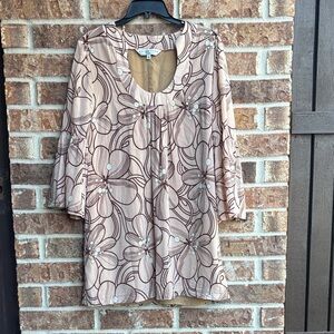 Trina Turk blush Pink and Brown Floral silk  mini dress